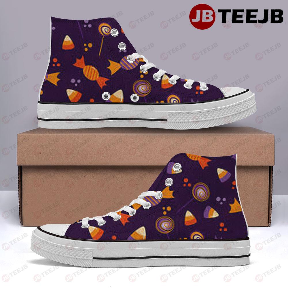 Candy Halloween Pattern 053 TeeJB High Top Retro Canvas Shoes