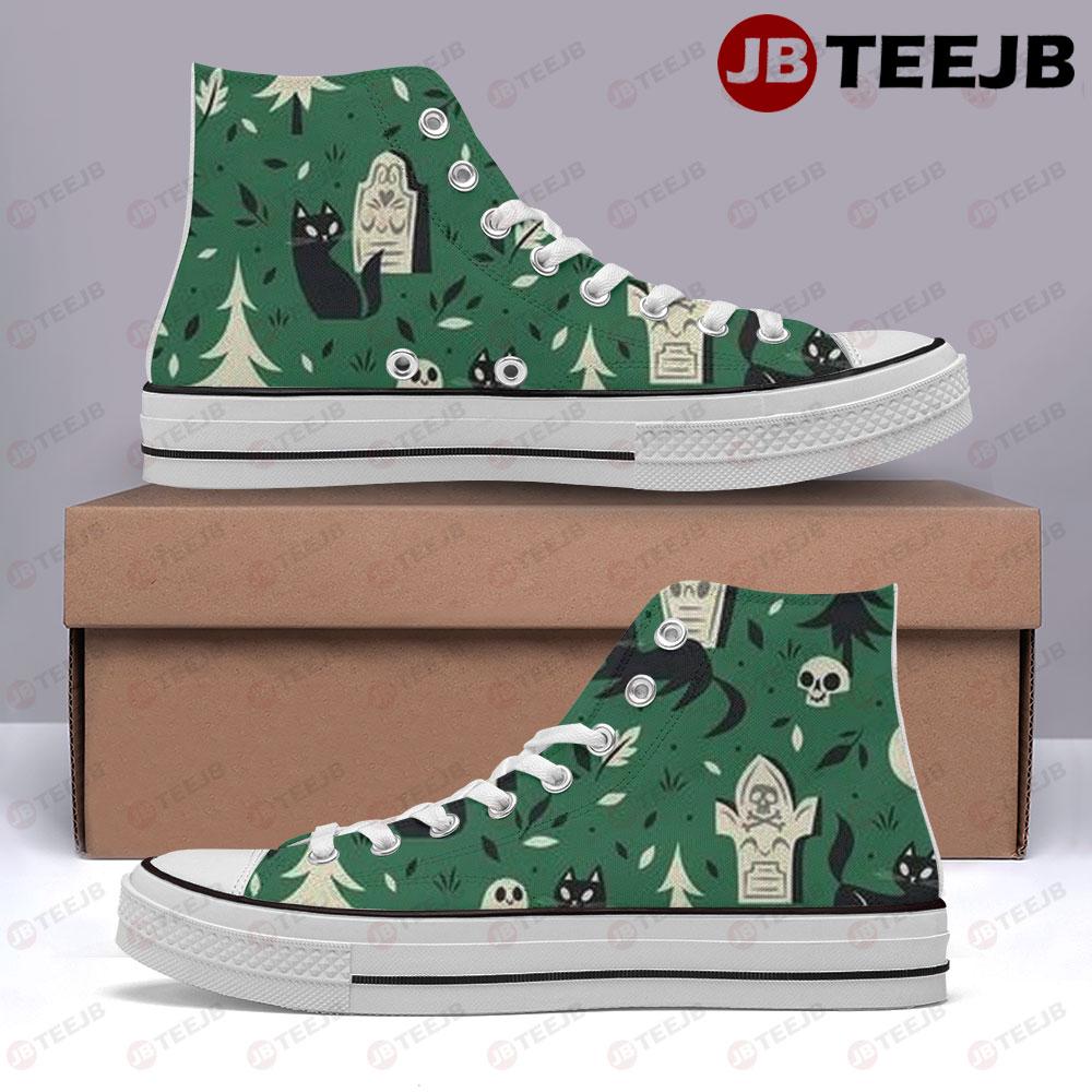 Cats Halloween Pattern 291 TeeJB High Top Retro Canvas Shoes