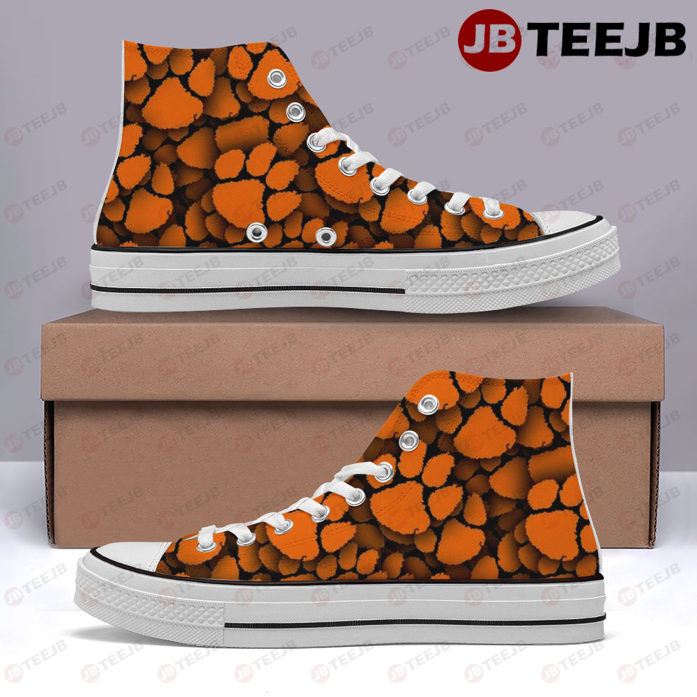 Clemson University Tiger Paw 22 American Sports Teams High Top Retro Canvas Shoes