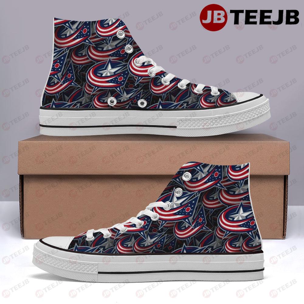 Columbus Blue Jackets 22 American Sports Teams TeeJB High Top Retro Canvas Shoes