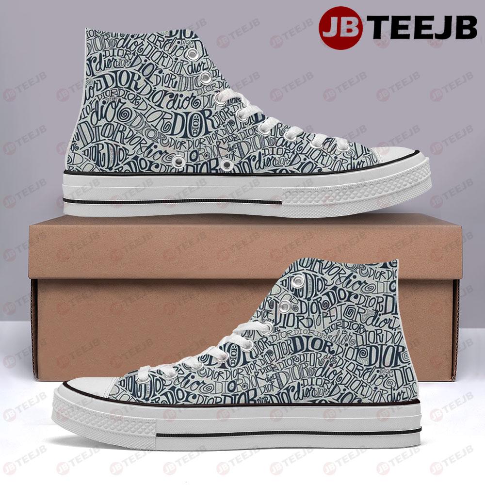 Dior Pattern Version 02 TeeJB High Top Retro Canvas Shoes