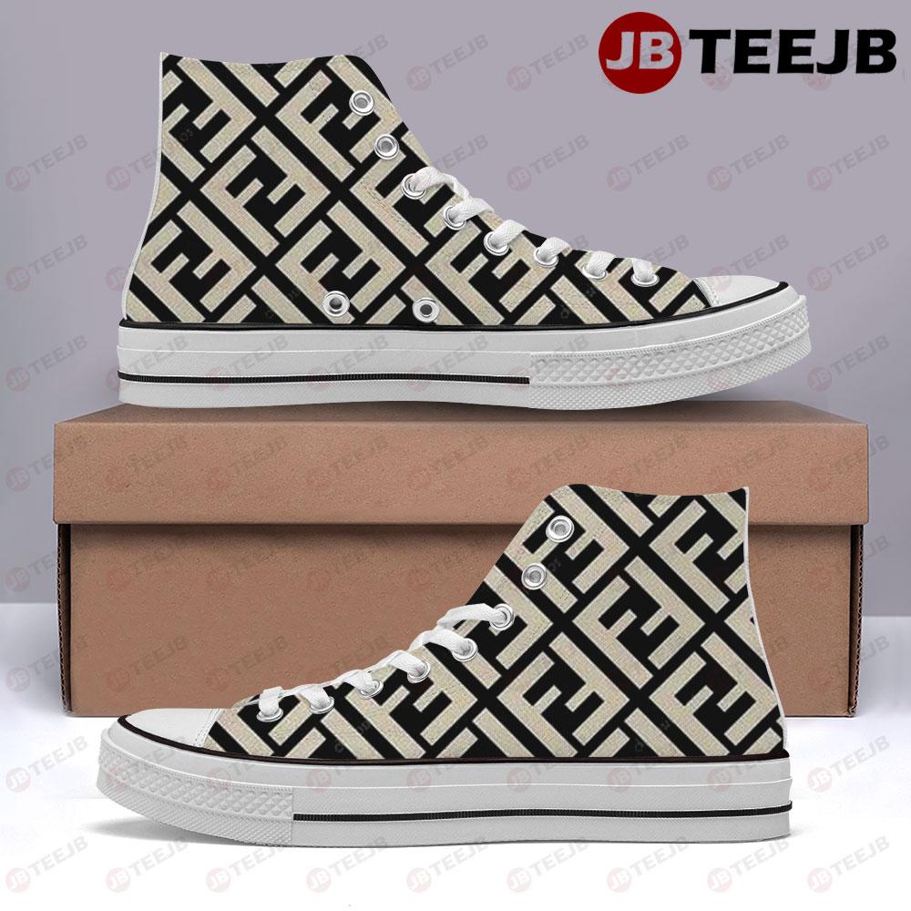 Fendi Pattern Version 02 TeeJB High Top Retro Canvas Shoes