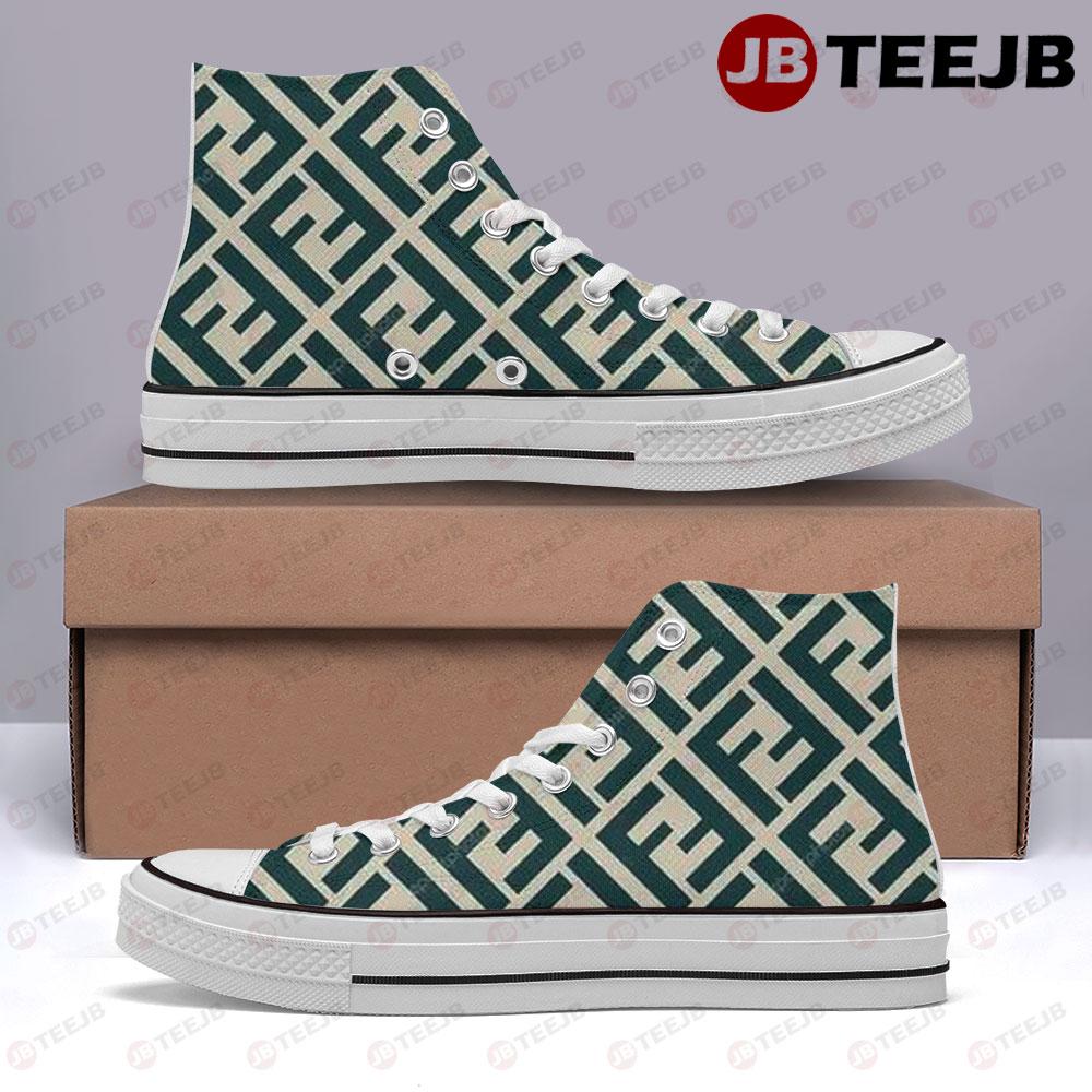 Fendi Pattern Version 05 TeeJB High Top Retro Canvas Shoes