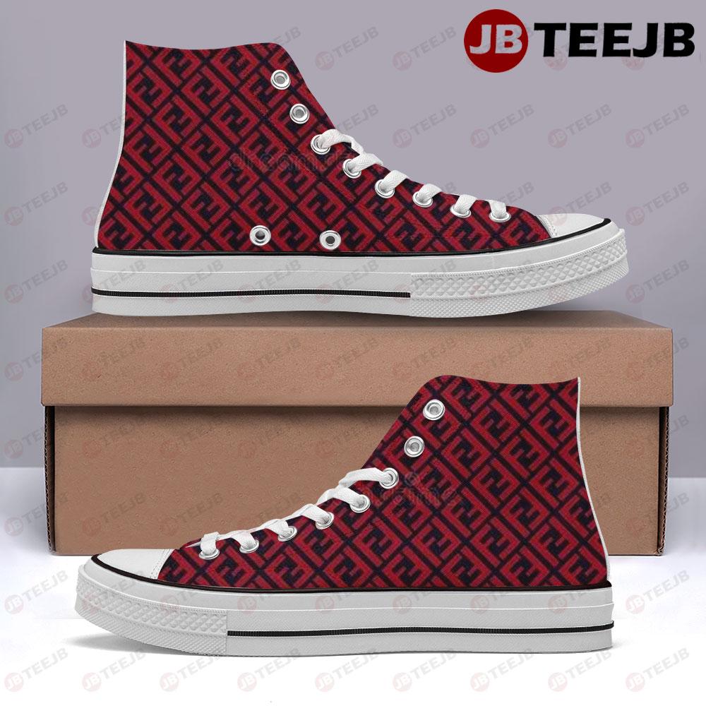 Fendi Pattern Version 13 TeeJB High Top Retro Canvas Shoes