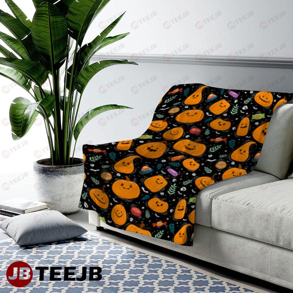 Ghosts Pumpkins Halloween Pattern 059 TeeJB US Cozy Blanket