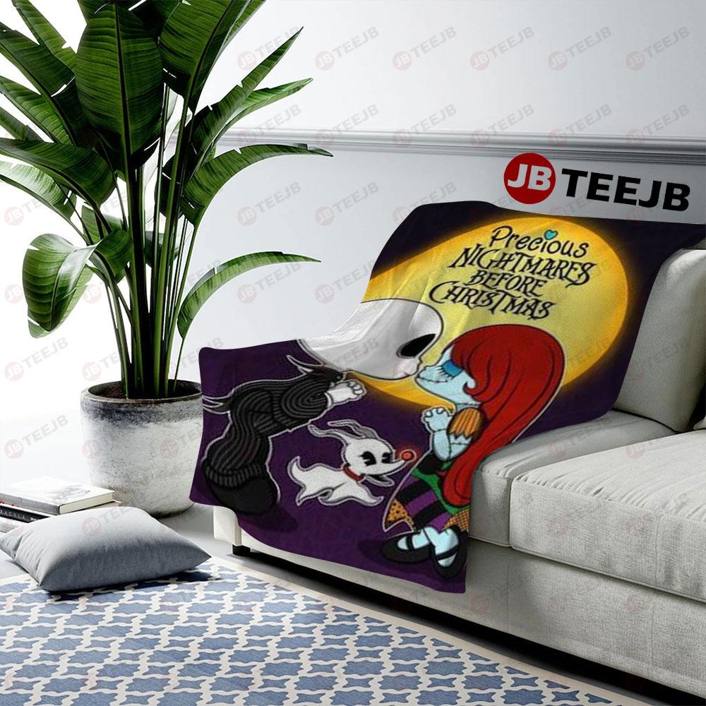 Kiss Couple Precious The Nightmare Before Christmas Halloween TeeJB US Cozy Blanket