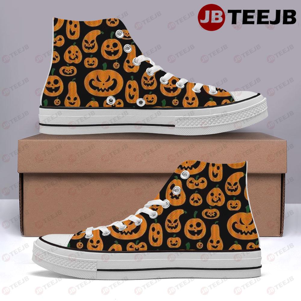 Pumpkins Halloween Pattern 001 TeeJB High Top Retro Canvas Shoes