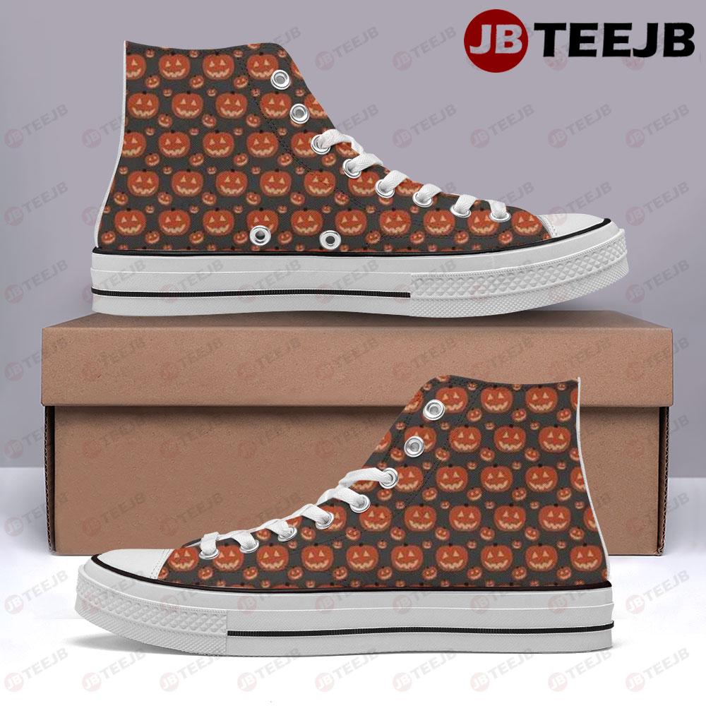 Pumpkins Halloween Pattern 377 TeeJB High Top Retro Canvas Shoes