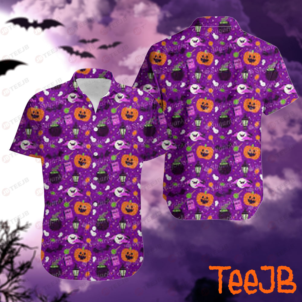 Purple Pumpkins Halloween Pattern Hawaii Shirt