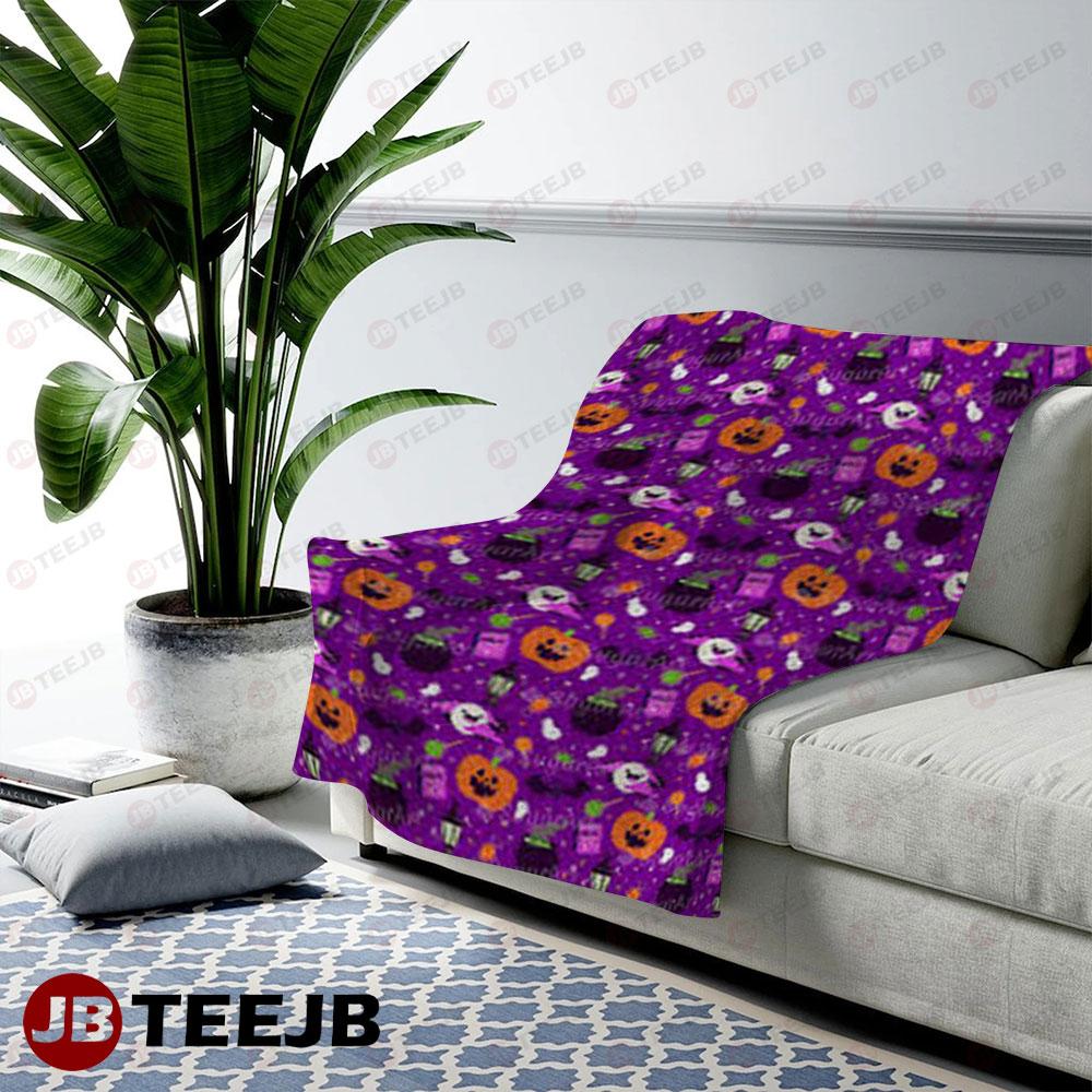 Purple Pumpkins Halloween Pattern TeeJB US Cozy Blanket