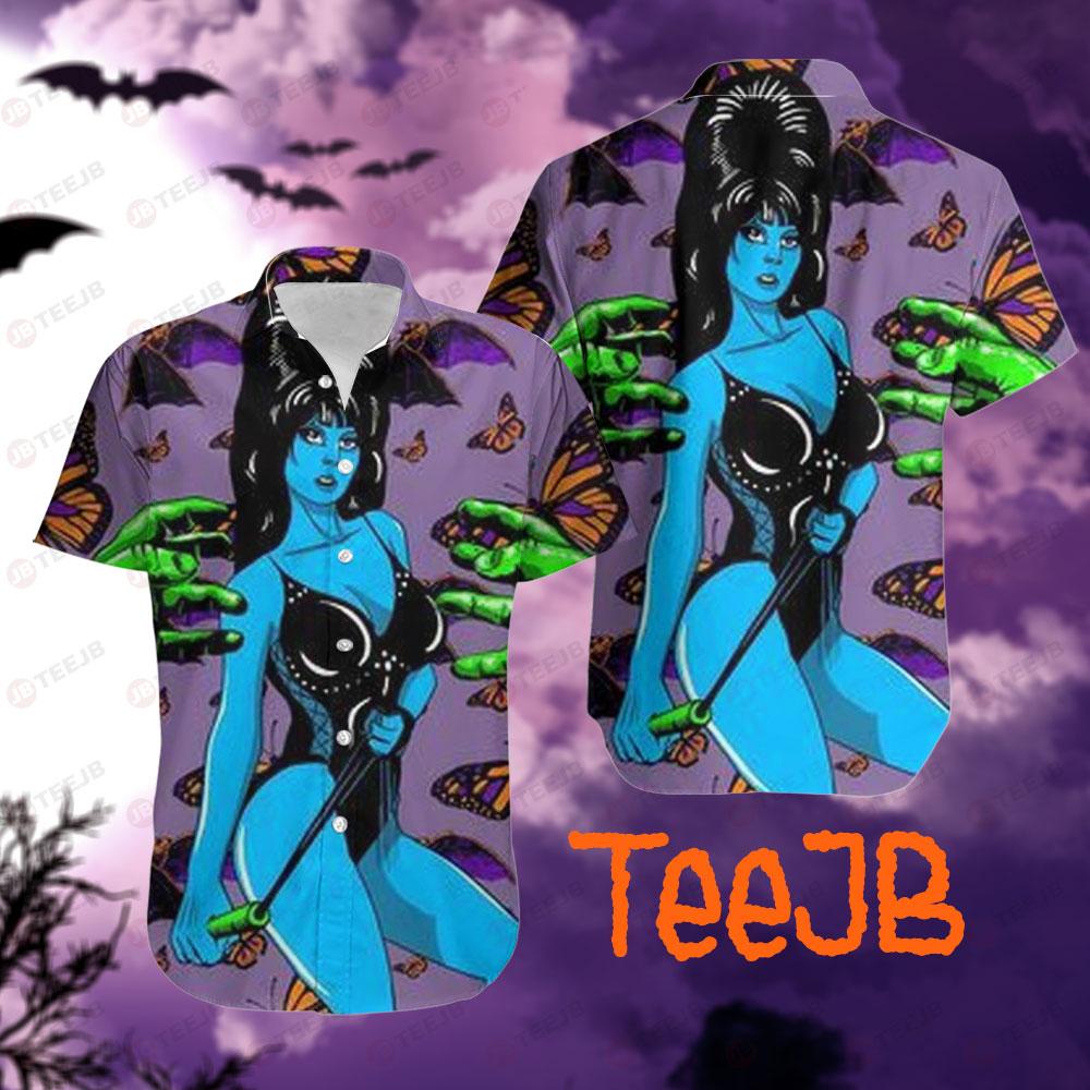 Retro Buffterfly Elvira Mistress Of The Dark Halloween TeeJB Hawaii Shirt