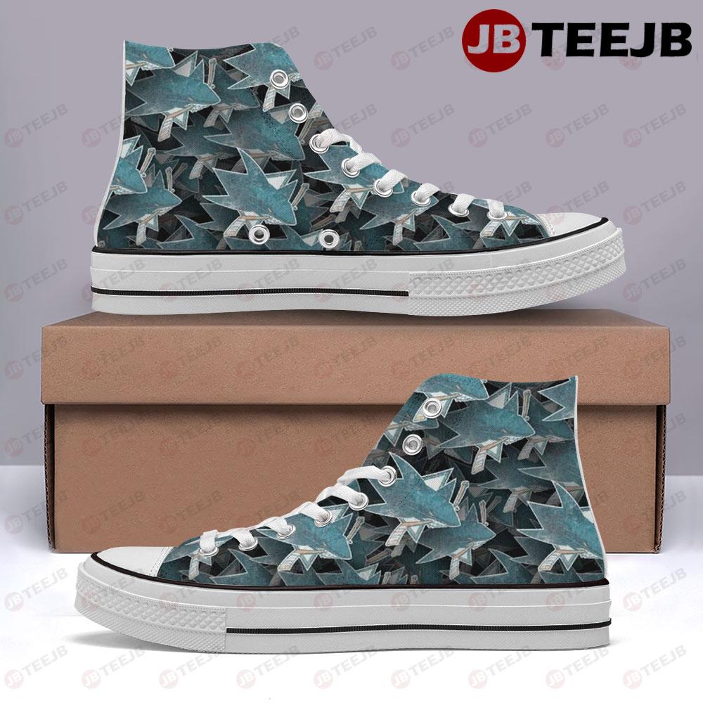 San Jose Sharks 23 American Sports Teams TeeJB High Top Retro Canvas Shoes