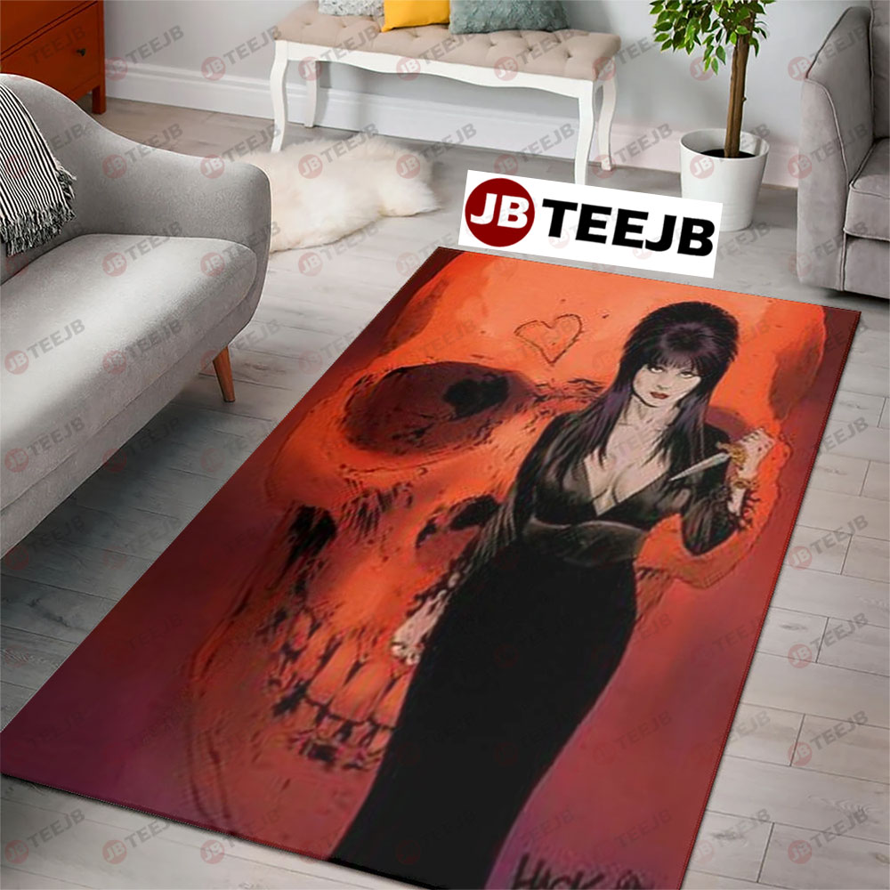 Skull Background Elvira Mistress Of The Dark Halloween TeeJB Rug Rectangle