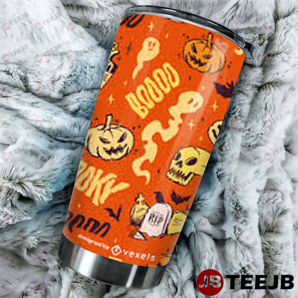 Skulls Bats Boos Pumpkins Halloween Pattern 038 Tumbler