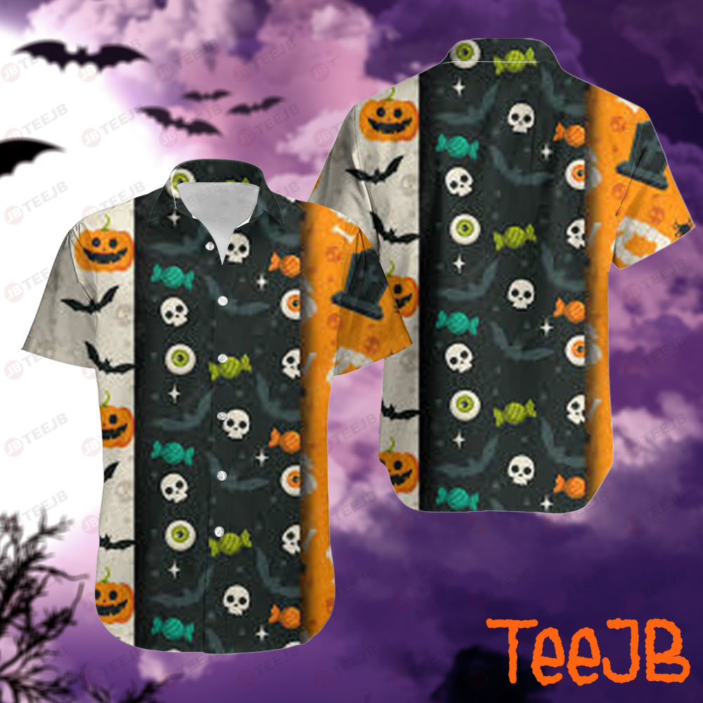 Skulls Bats Pumpkins Halloween Pattern 033 Hawaii Shirt