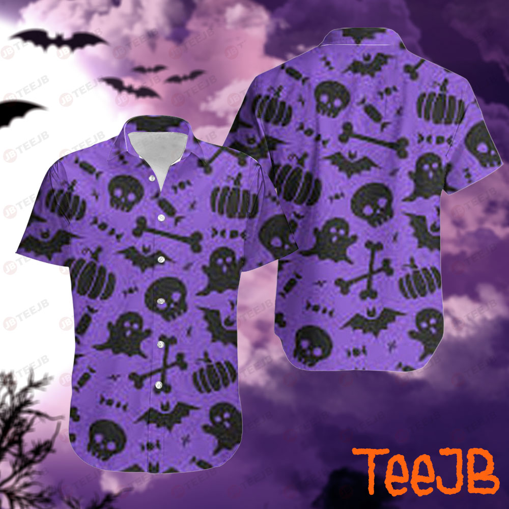 Skulls Bats Pumpkins Halloween Pattern 074 Hawaii Shirt