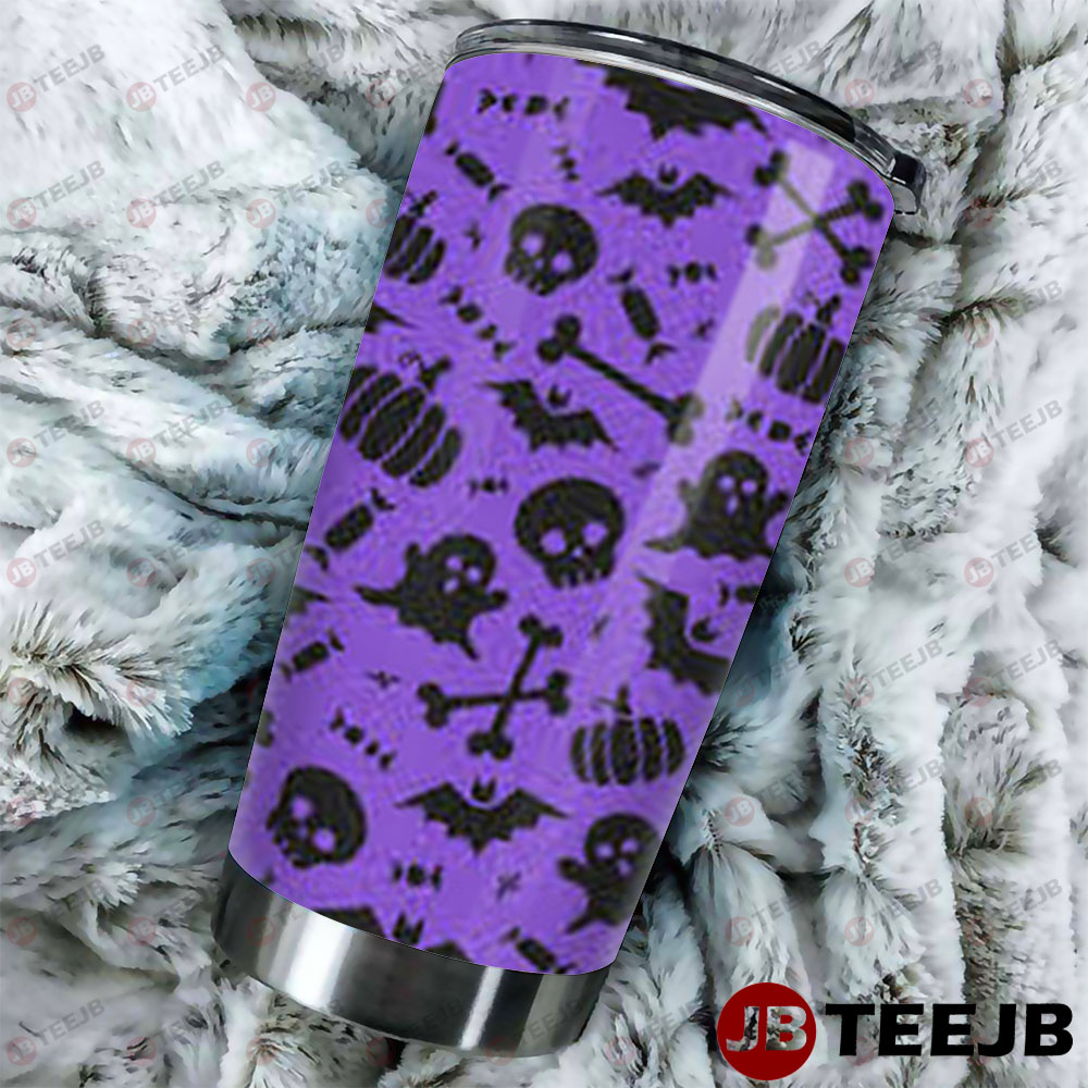 Skulls Bats Pumpkins Halloween Pattern 074 Tumbler