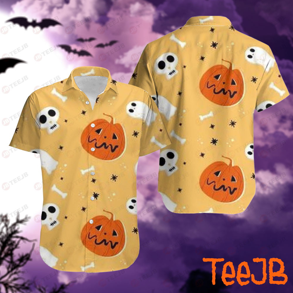 Skulls Boos Pumpkins Halloween Pattern 002 Hawaii Shirt