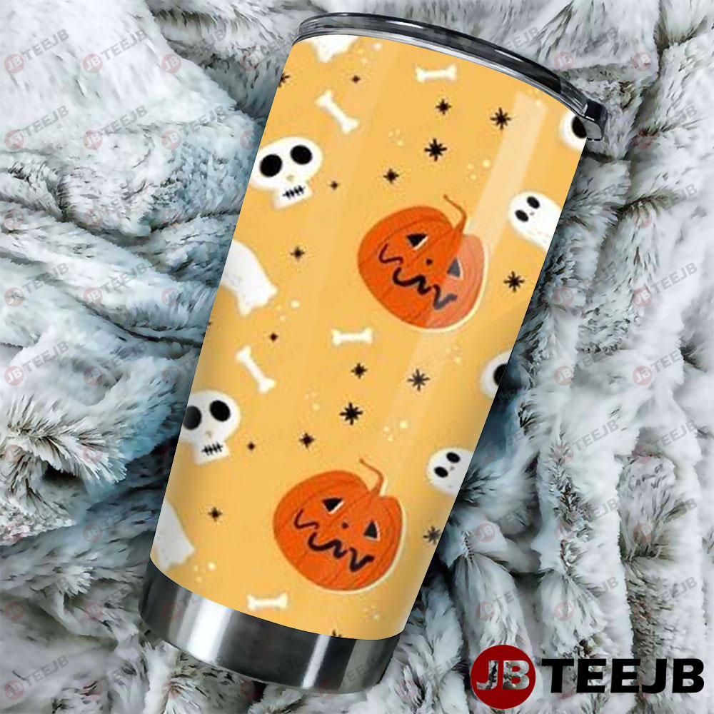 Skulls Boos Pumpkins Halloween Pattern 002 Tumbler