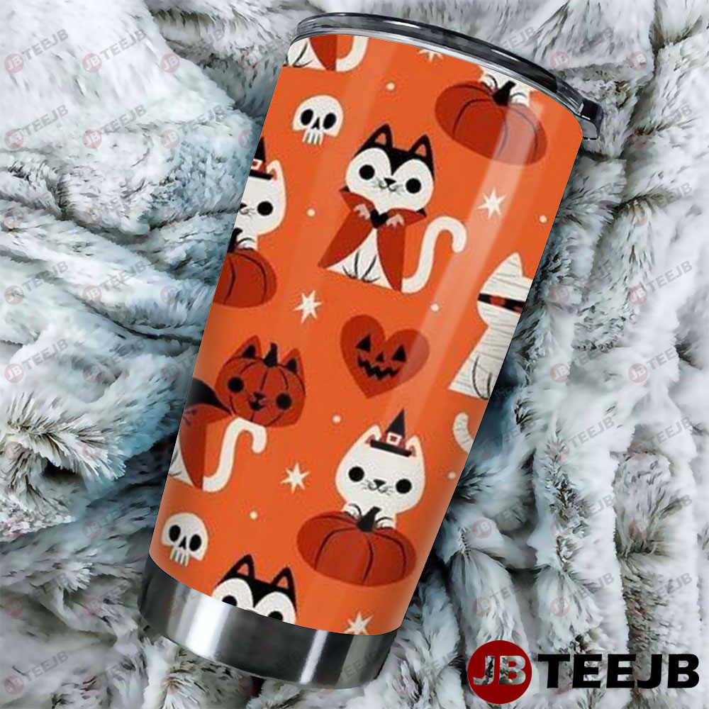 Skulls Cats Pumpkins Halloween Pattern 046 Tumbler