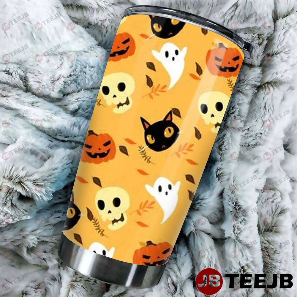 Skulls Ghosts Pumpkins Halloween Pattern 071 Tumbler