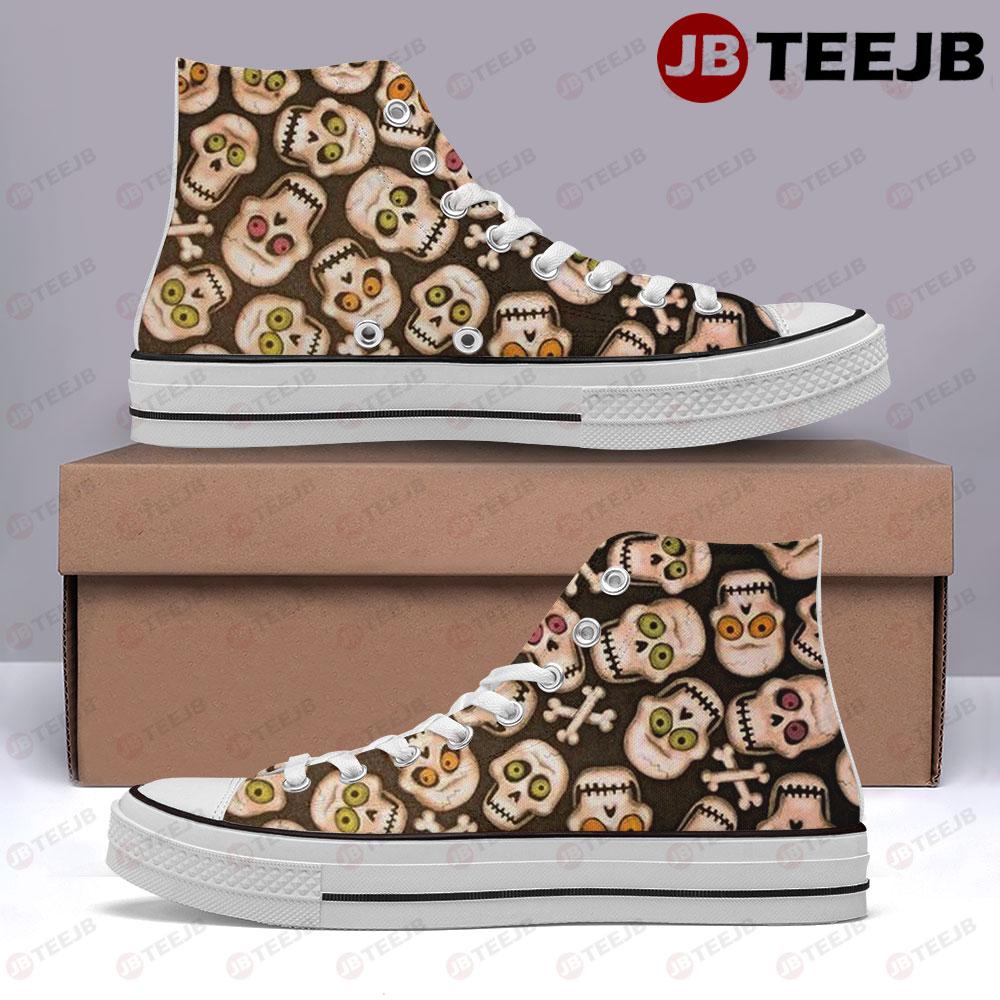 Skulls Halloween Pattern 125 TeeJB High Top Retro Canvas Shoes