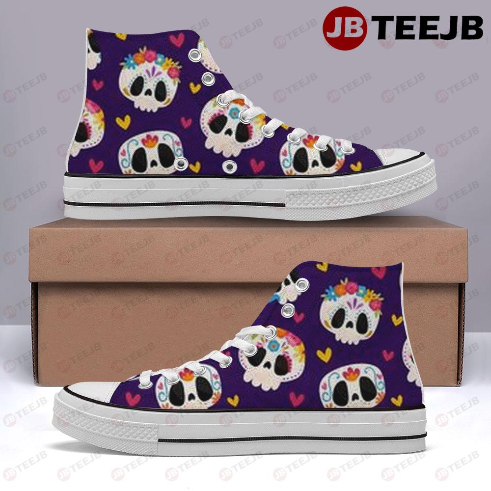 Skulls Halloween Pattern 2 TeeJB High Top Retro Canvas Shoes