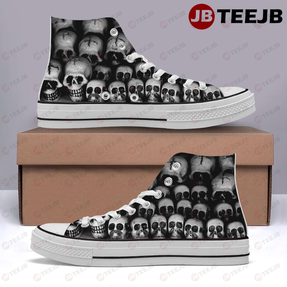 Skulls Halloween Pattern 392 TeeJB High Top Retro Canvas Shoes