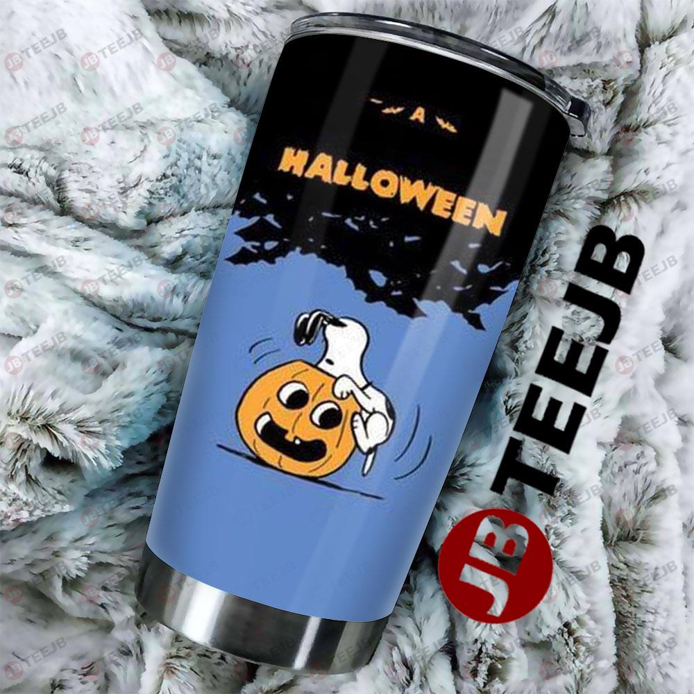 Snoopy With It’s The Great Pumpkin Charlie Brown Halloween TeeJB Tumbler