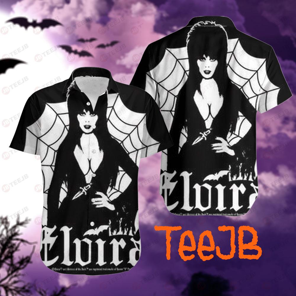 Spider Background Elvira Mistress Of The Dark Halloween TeeJB Hawaii Shirt