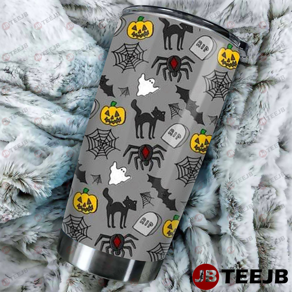 Spiders Bats Cats Boos Pumpkins Halloween Pattern 009 Tumbler