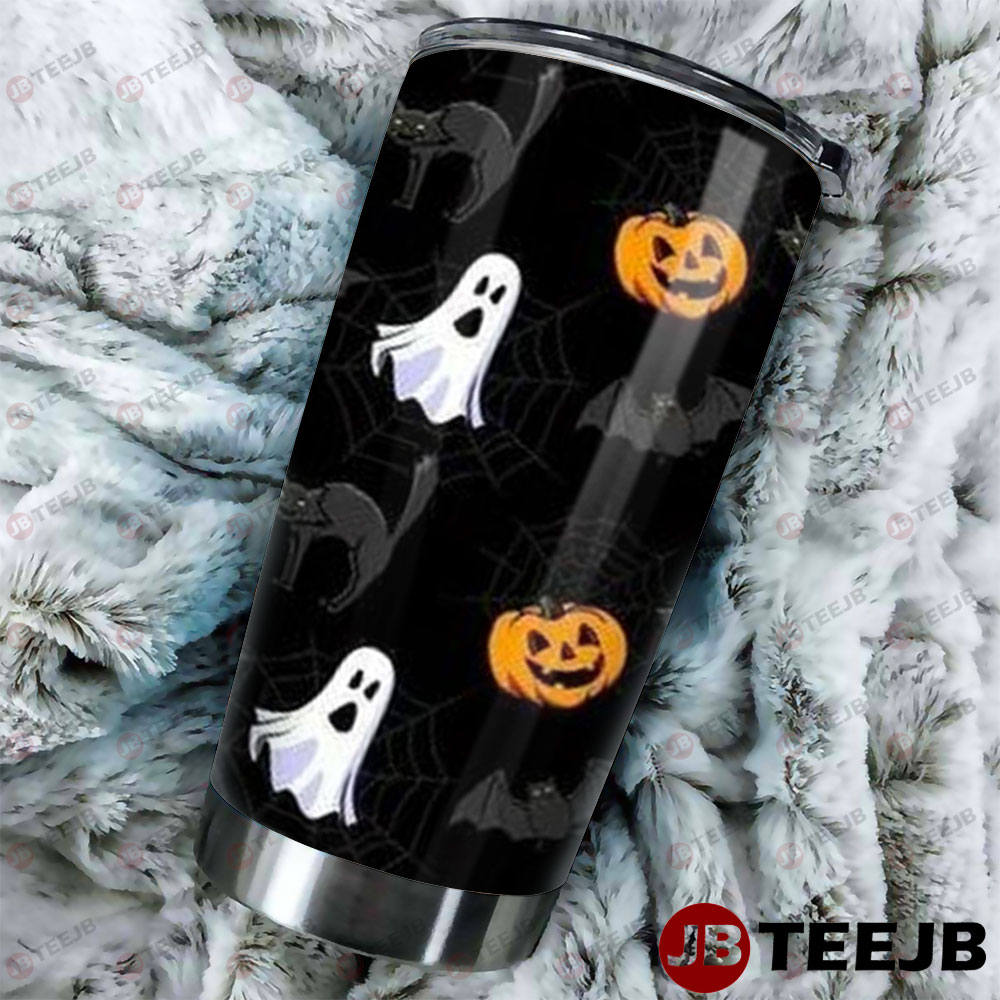 Spiders Bats Cats Ghosts Pumpkins Halloween Pattern 126 Tumbler