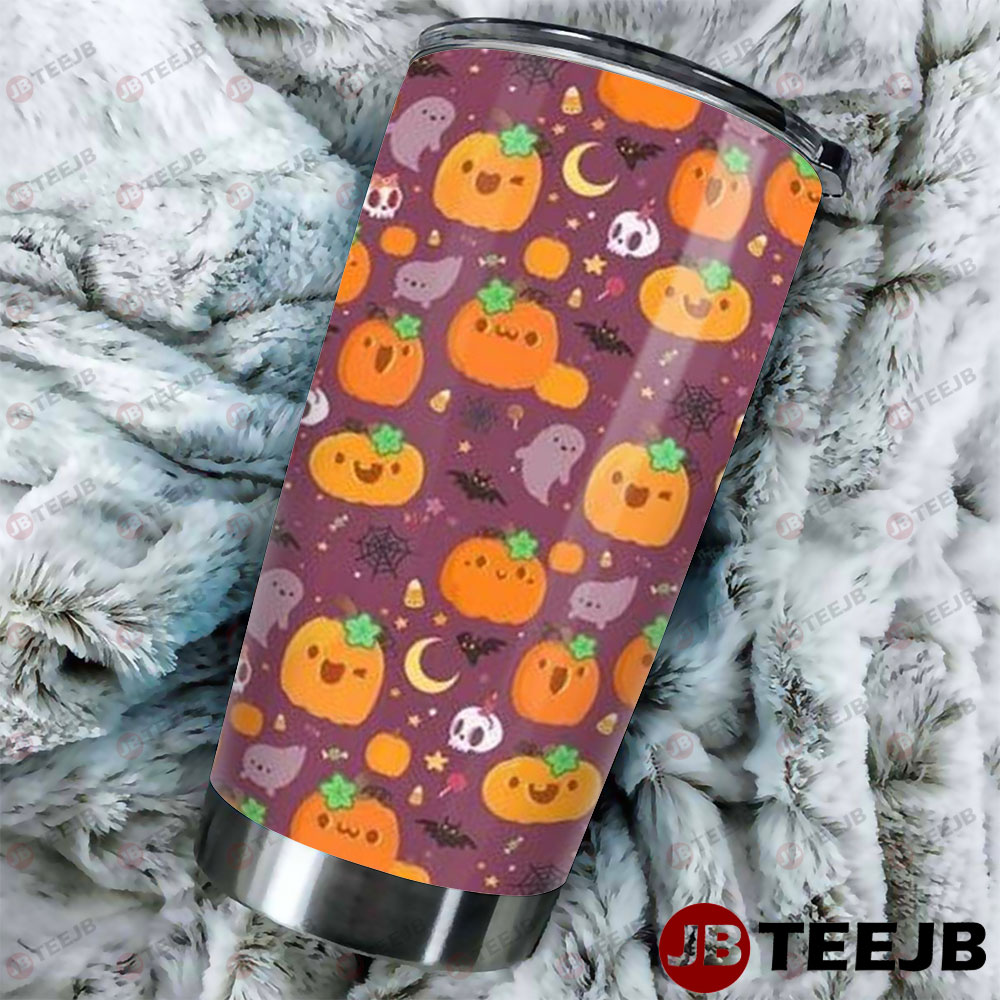 Spiders Bats Pumpkins Halloween Pattern 093 Tumbler