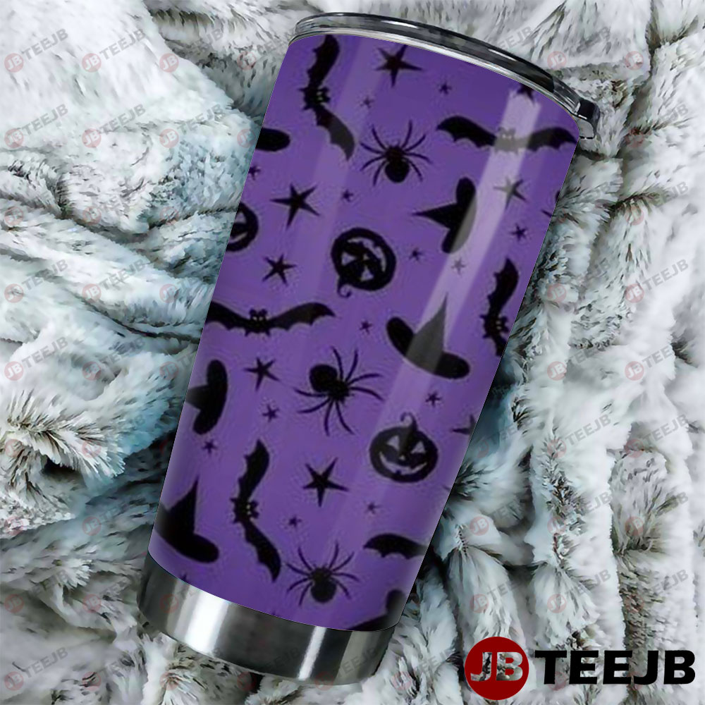 Spiders Bats Pumpkins Halloween Pattern 115 Tumbler