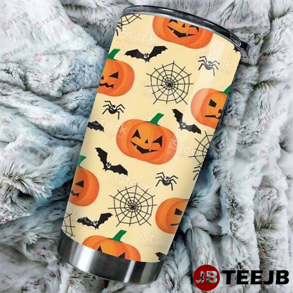 Spiders Bats Pumpkins Halloween Pattern 257 Tumbler