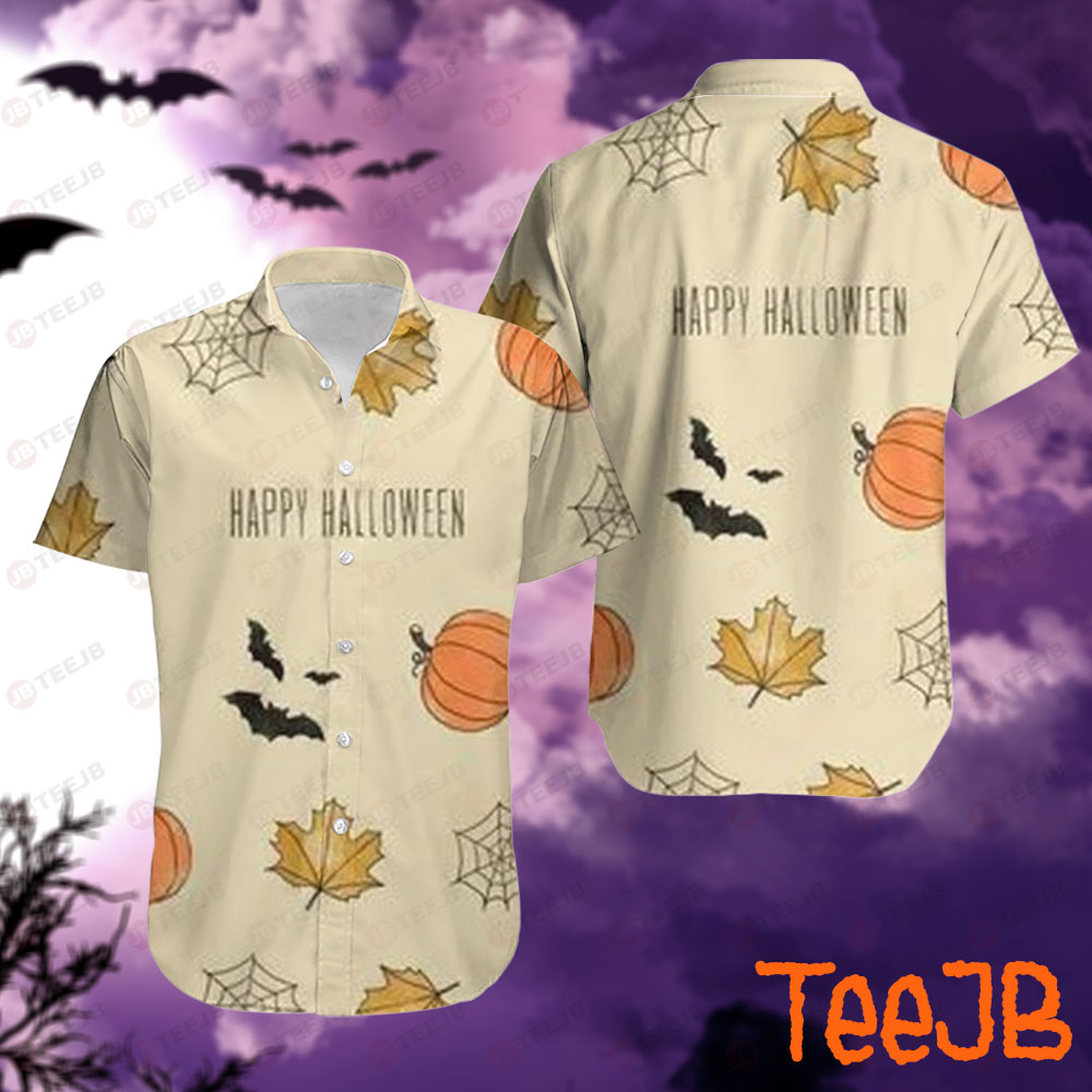 Spiders Bats Pumpkins Halloween Pattern 358 Hawaii Shirt