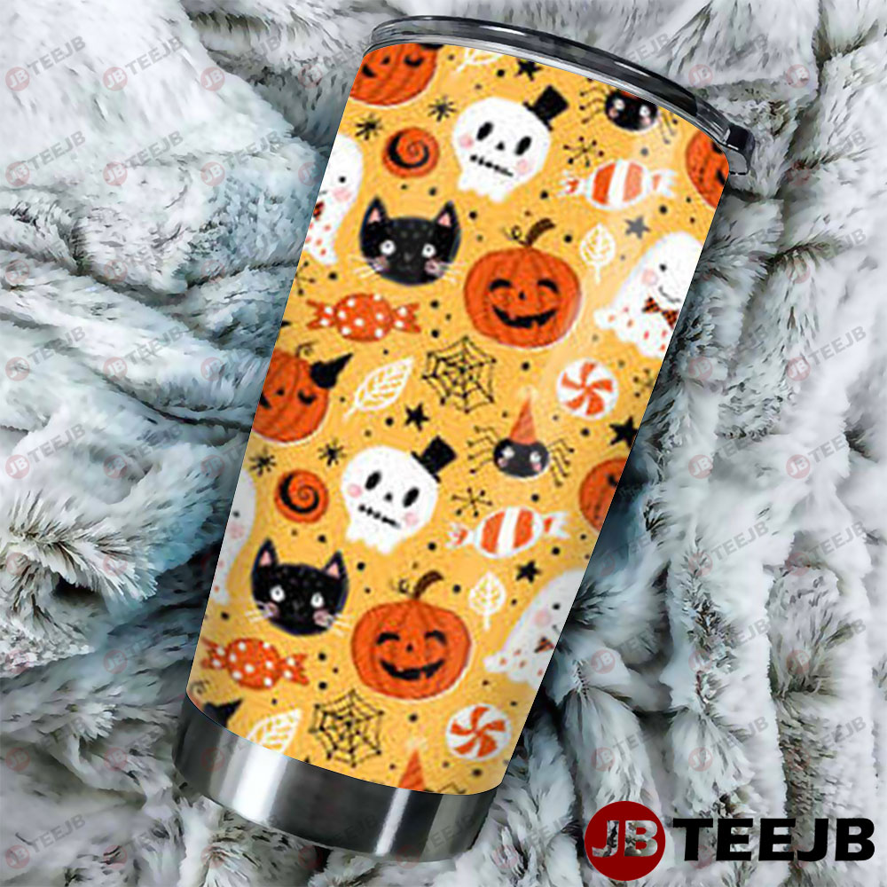 Spiders Ghosts Pumpkins Halloween Pattern 149 Tumbler