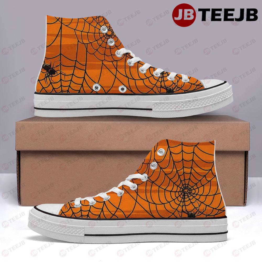 Spiders Halloween Pattern 146 TeeJB High Top Retro Canvas Shoes