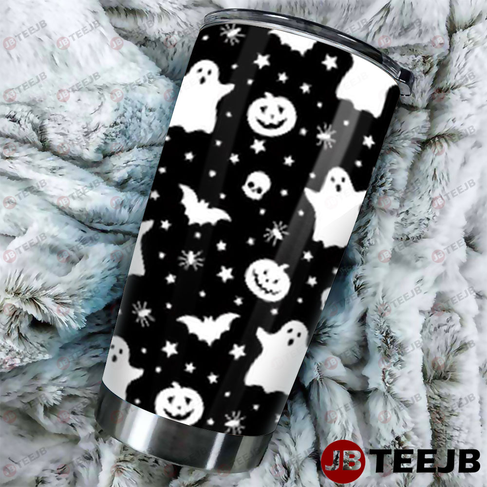 Spiders Skulls Bats Boos Halloween Pattern Tumbler