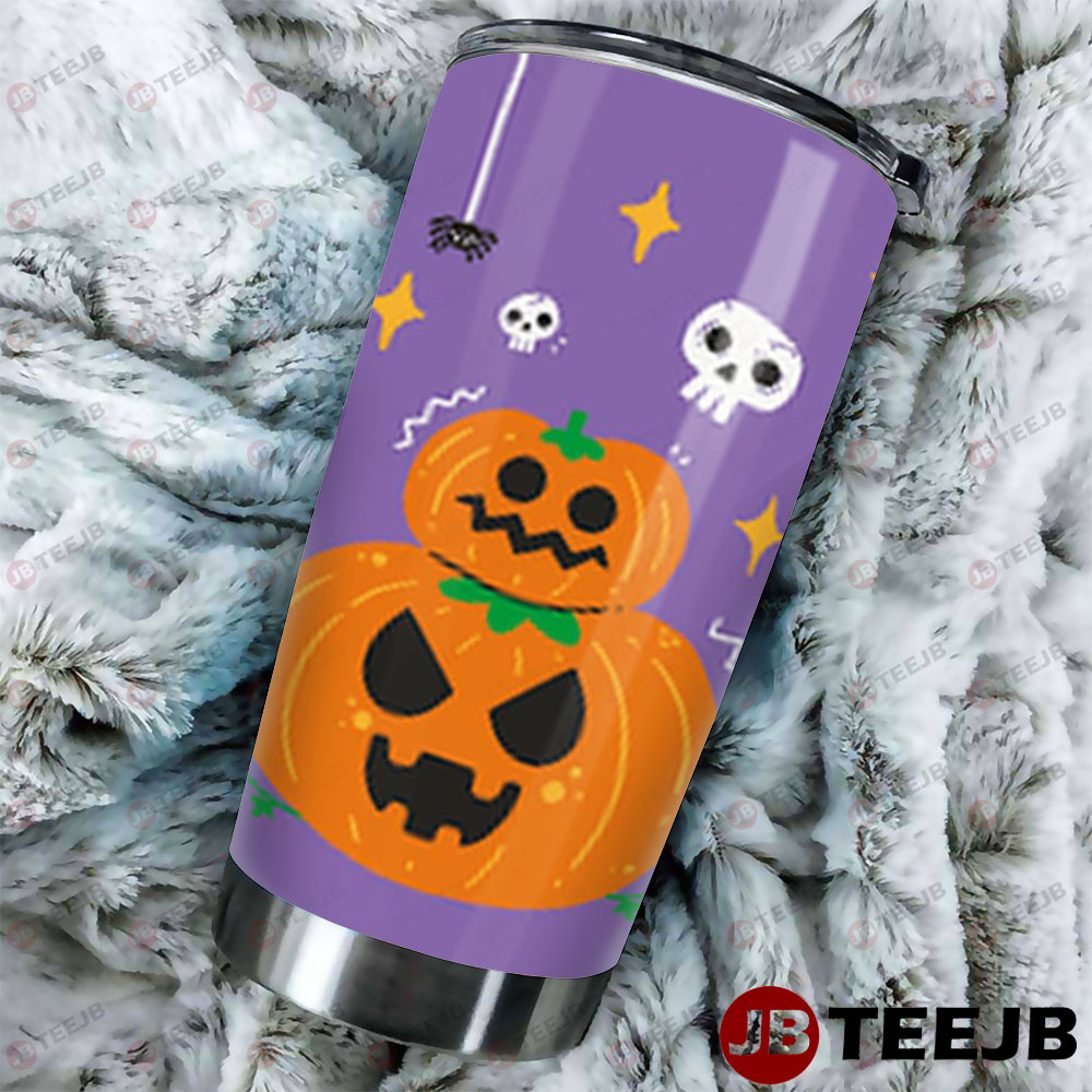 Spiders Skulls Pumpkins Halloween Pattern 117 Tumbler