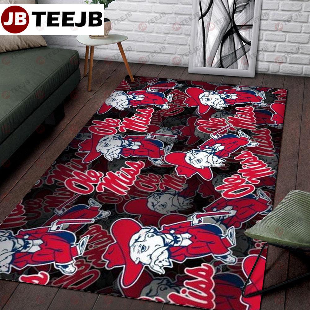 University Of Mississippi Ole Miss 23 American Sports Teams TeeJB Rug Rectangle