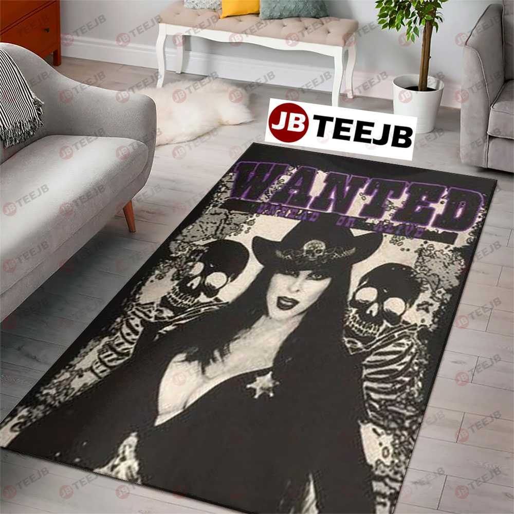 Wanted Elvira Mistress Of The Dark Halloween TeeJB Rug Rectangle