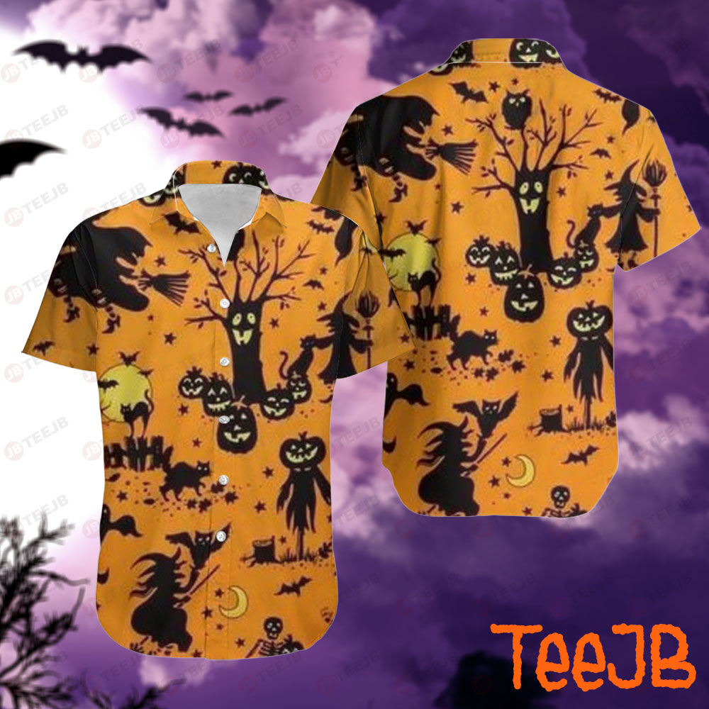Witchs Bats Cats Halloween Pattern 060 Hawaii Shirt