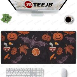 Bats Pumpkins Halloween Pattern 073 TeeJB Mouse Pad