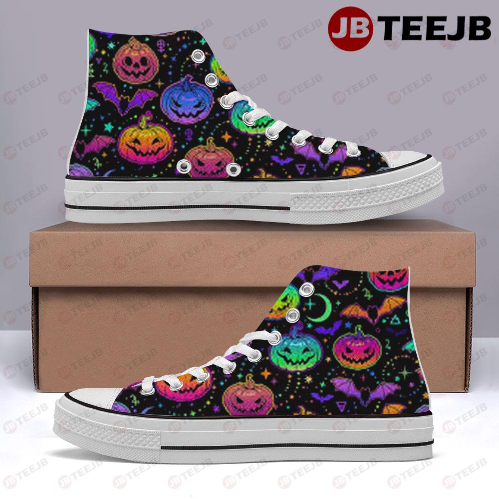 Bats Pumpkins Halloween Pattern 111 TeeJB High Top Retro Canvas Shoes