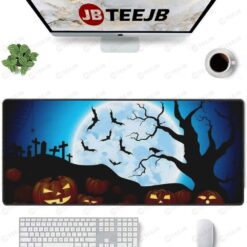 Bats Pumpkins Halloween Pattern 122 TeeJB Mouse Pad