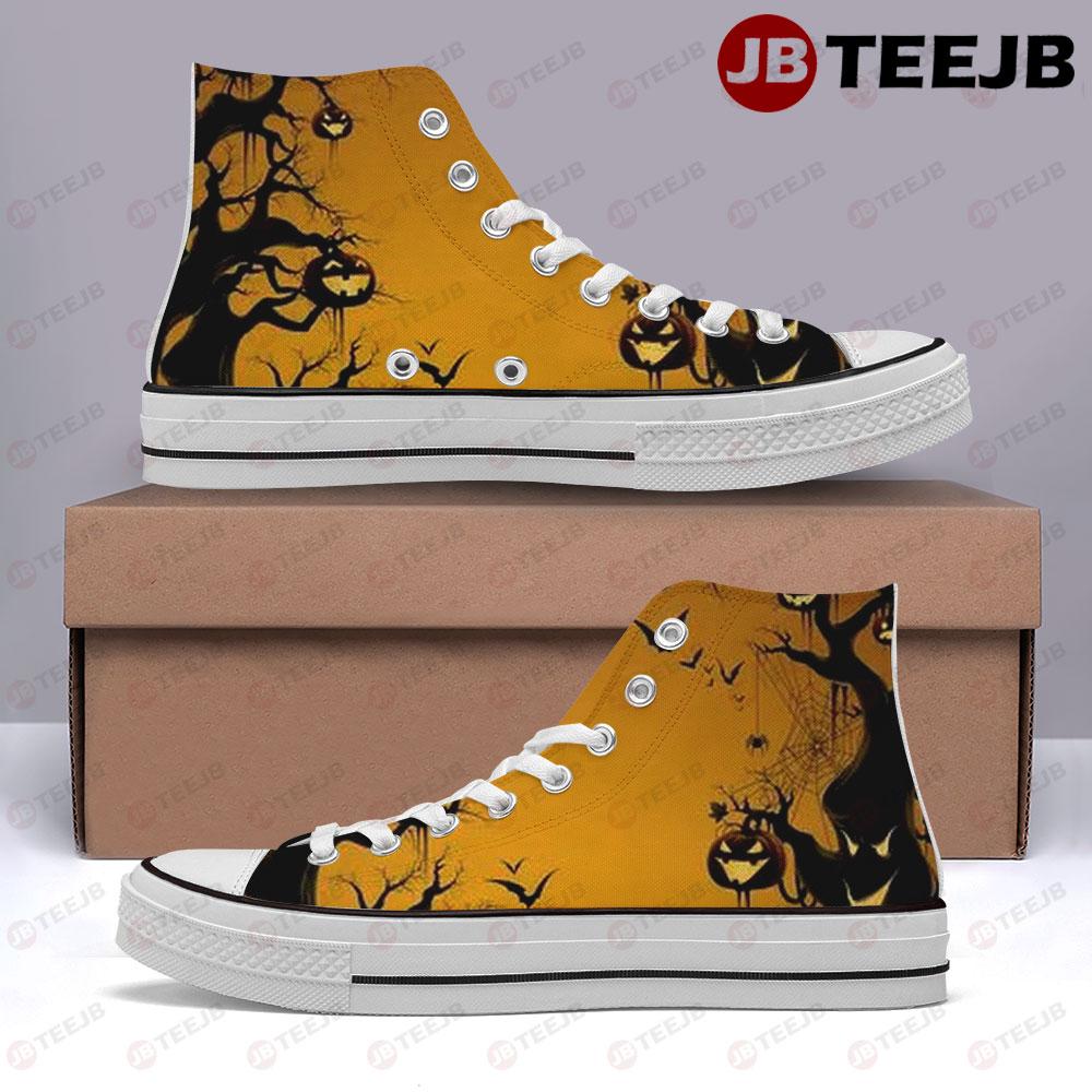 Bats Pumpkins Halloween Pattern 132 TeeJB High Top Retro Canvas Shoes