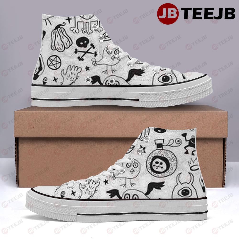 Boos Halloween Pattern 147 TeeJB High Top Retro Canvas Shoes