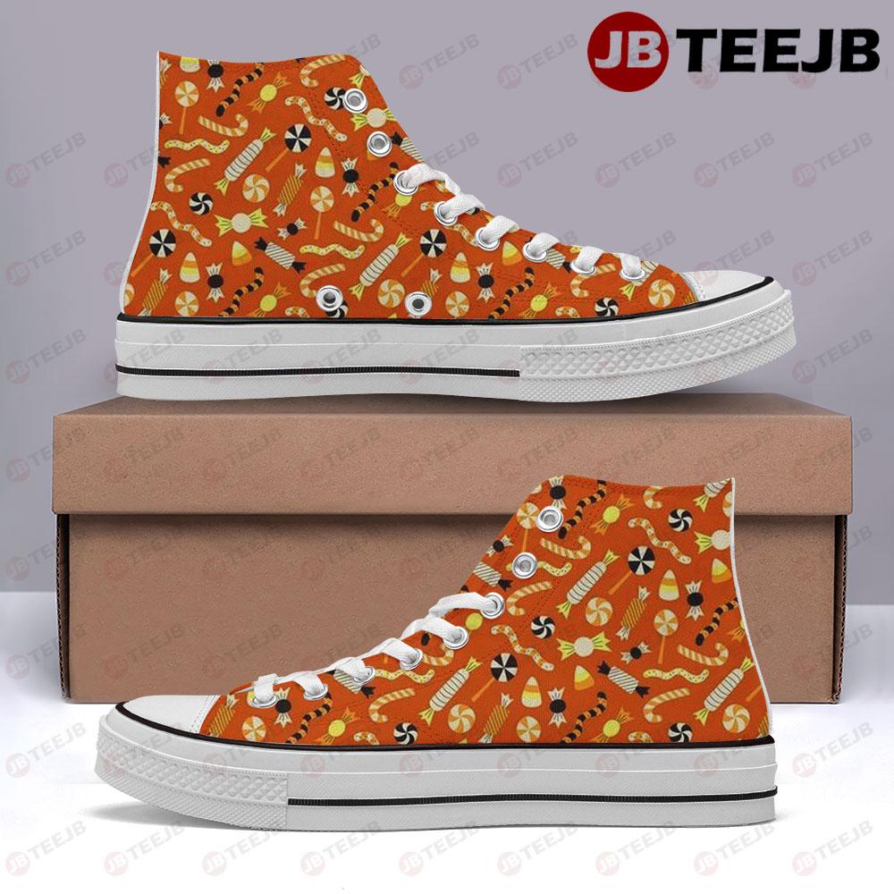 Candy Halloween Pattern 005 TeeJB High Top Retro Canvas Shoes