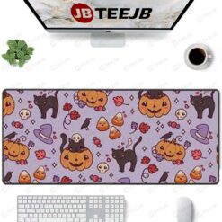 Candy Witch Hats Skulls Cats Pumpkins Halloween Pattern TeeJB Mouse Pad